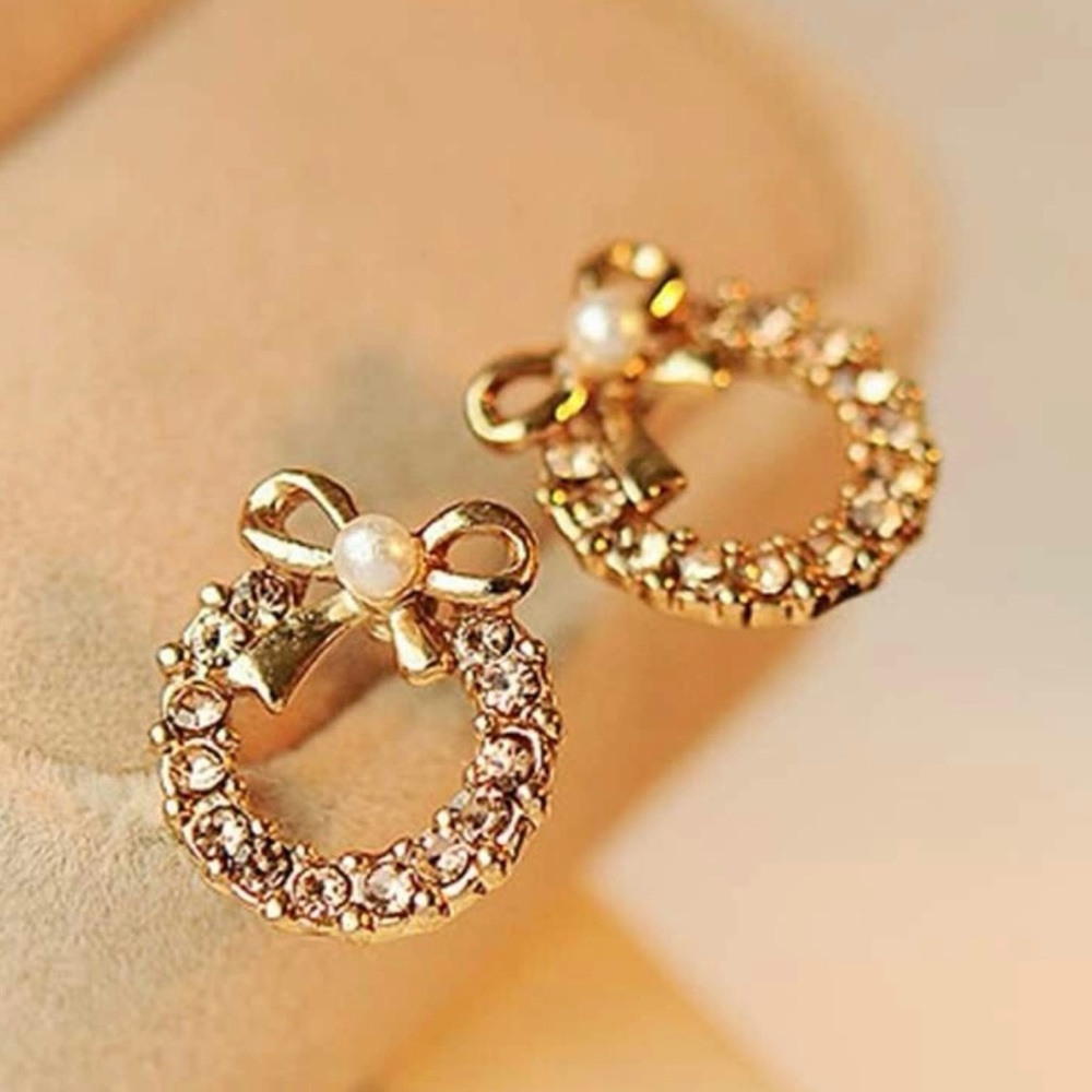 Rhinestone Hoop Earrings - Picture 3 of 3